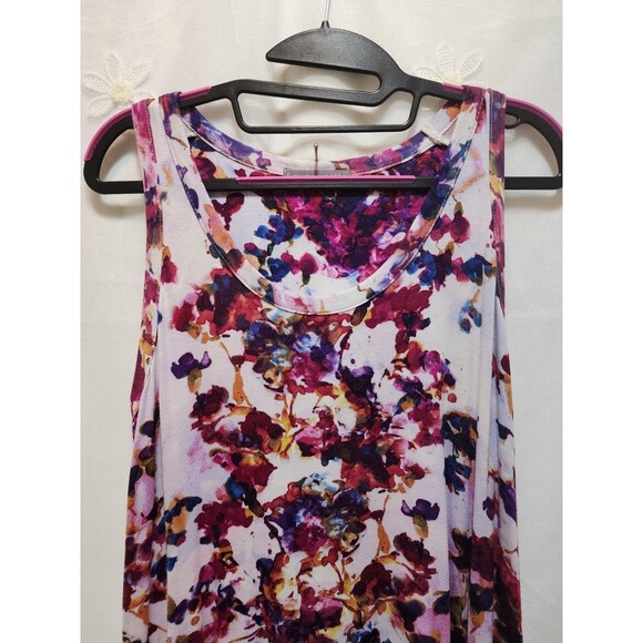 LOVEAPPELLA WOMENS M PINK WATERCOLOR TANK TOP BLOUSE FLORAL ABSTRACT ARTSY PAINT - Picture 6 of 12